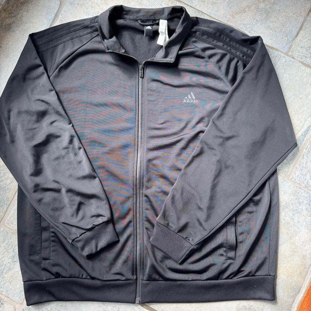 Adidas Essentials Men’s Black 3-Stripe‎ Track Jacket with Full-Zip XXL 2XL